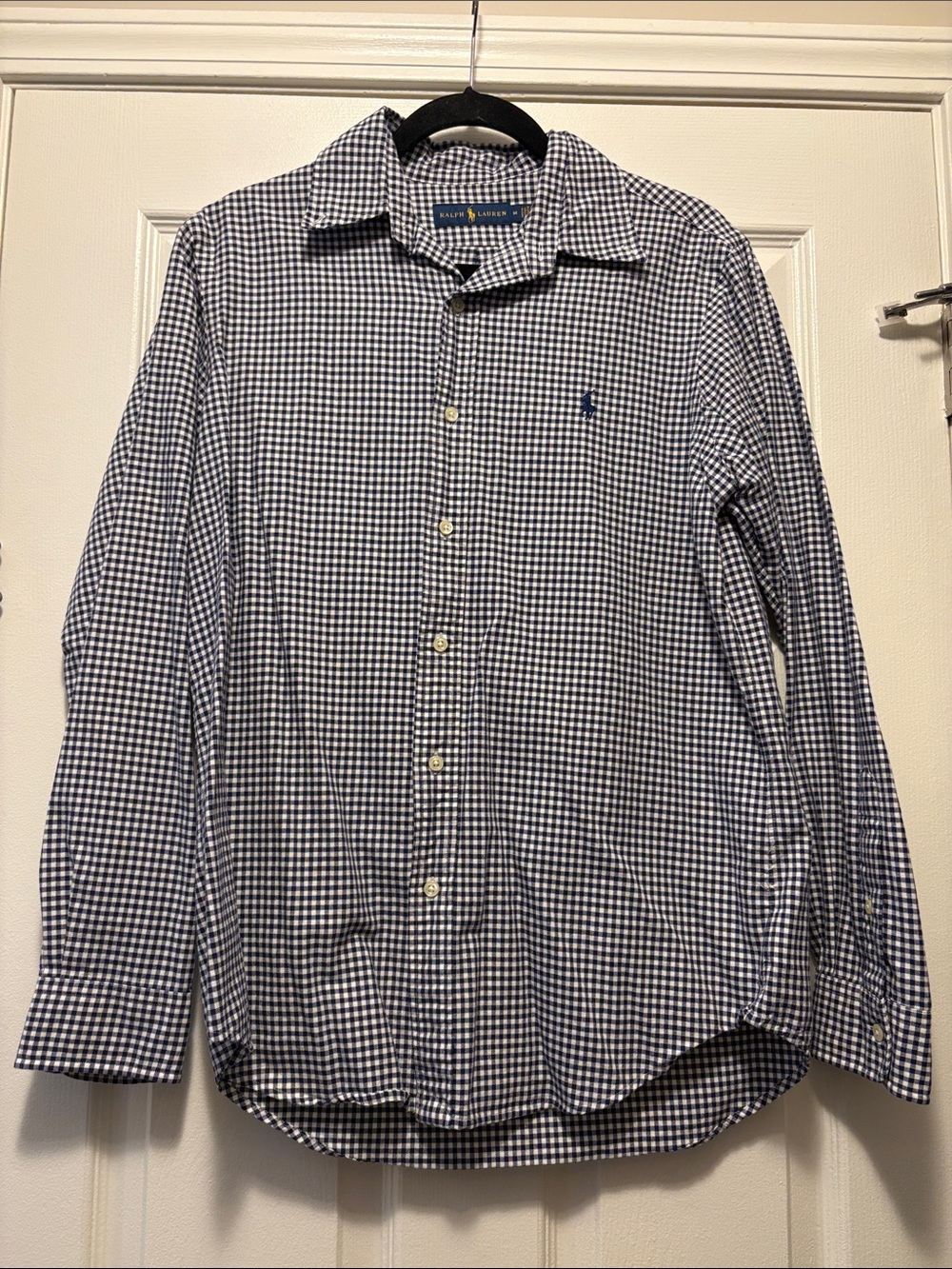 Ralph Lauren Navy and White Gingham Button-Down Shirt